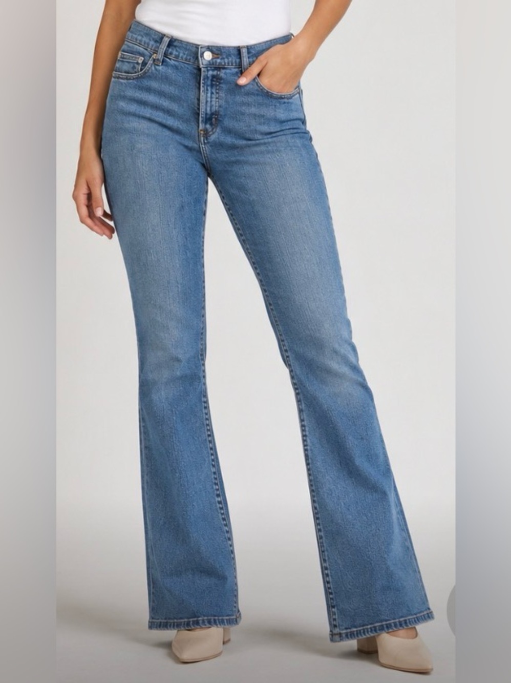 London Jean Premium Denim Wide Leg Boot Cut Women’s Button Up Fly Jeans Size 10